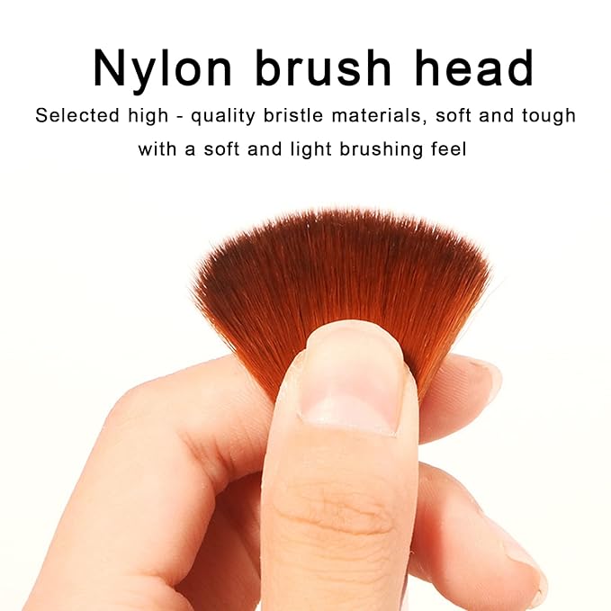 DANNEASY 5pcs Nail Dust Brush Acrylic Nail Brush Cleaner Nail Brushes for Cleaning Dust Nail Clean Up Brush Dip Powder Brush for Makeup Blush Manicure Brush - Black