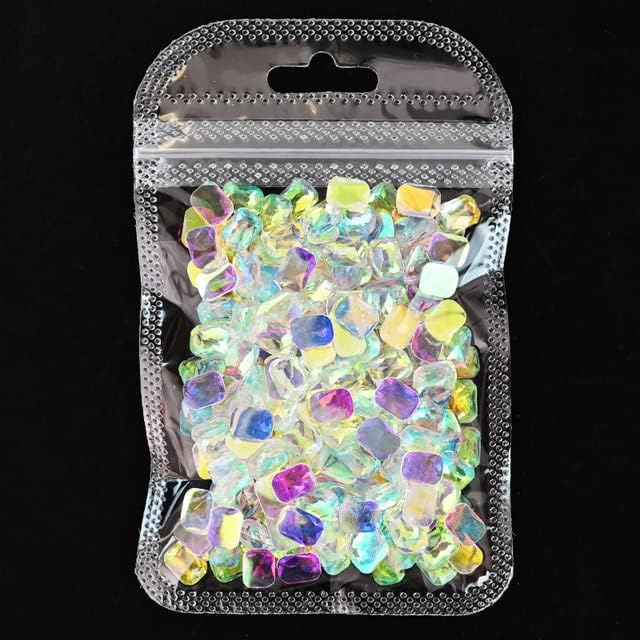 100PC Flatback Rectangle Rhinestones Nail Art Rhinestones AB Crystals Glass Stones 3D Nail Jewelry Accessories