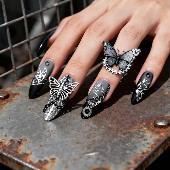PH PandaHall 3pcs Butterfly Nail Stamping Plate Gothic Butterfly with Skull Nail Art Stamper Nails Art Plates Manicure Design Stamp Nails Image Plates for Manicure Design Salon Supplies