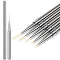 5 Pcs Liner Brushes for Nails Nail Art Brushes Detail Brush Dotting Painting Tools Thin Nail Art Brush for Gel Polish Long Lines Thin Details Fine Drawing, Sizes 6/9/12/15/18mm (Silver)