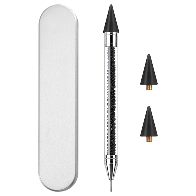 Rhinestone Picker Tool Dotting Pen with 2 Wax Tips, Wax Pencil for Rhinestones, Gem Picker Pen Diamond Jewel Applicator, Rhinestone Tools Kit for Bedazzling DIY Nail Art