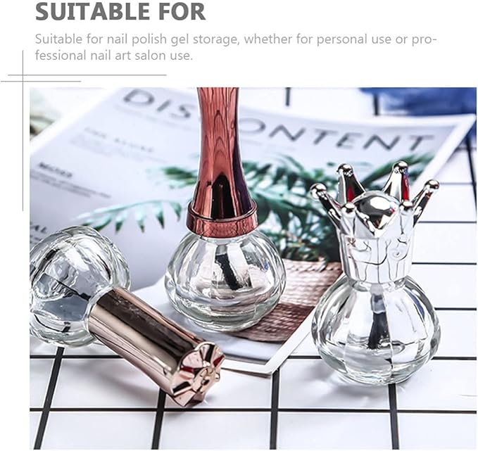 Beaupretty Glass Containers 6Pcs Empty Nail Polish Bottles Nail Container Nail Polish Dispensers with Brush Nail Art Supplies Nail Polish Holder