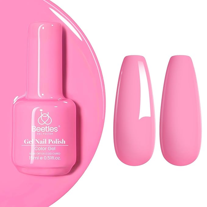 Beetles Pink Gel Polish - Flamingo Feather 15ML/0.51Fl Oz, Light Pink Gel Nail Polish, Soak Off UV LED Lamp Nail Art, Long-Lasting Manicure Salon DIY Home Spring Nails - Gifts for Her