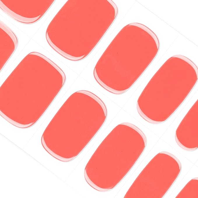 DANNI & TONI Semi Cured Gel Nail Strips Watermelon Red (Coral Delight) Gel Nail Stickers 28 Stickers