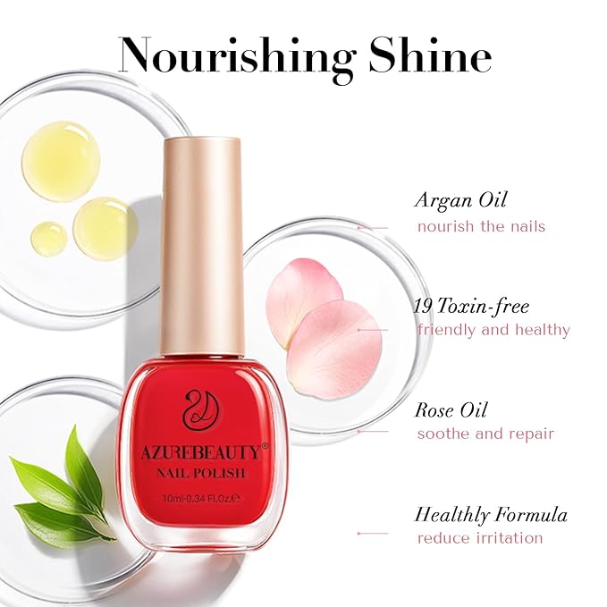 AZUREBEAUTY Red Nail Polish Burgundy Quick Dry Natural Infinite Shine Nail Lacquer Fingernail Polish Strengthening Treatment Kit Salon-Quality for Women Valentine's Day Gift