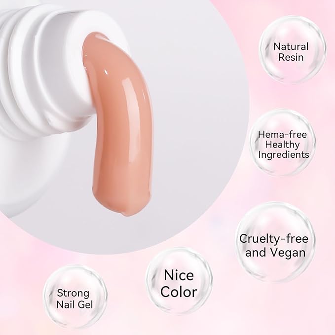Makartt Poly Nail Gel Kit, 2PCs 50ML Light Nude & Dark Almond Colors, Large Capacity Poly Nail Gel Set, Strong Builder for Extension, Strengthener, 3D Diy Hard Gels Manicures Home Salon