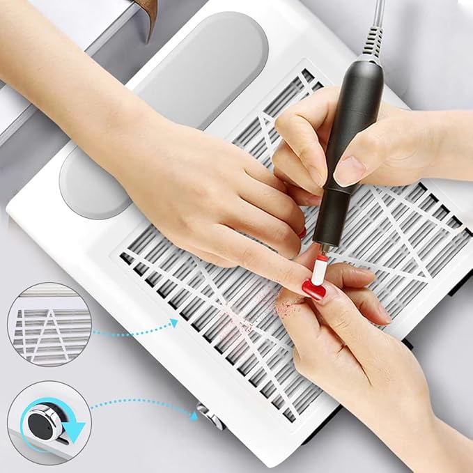 Nail Dust Collector Vacuum 80W Adjustable Power Suction CoFashion Nail Dust Cleaner Machine for Manicure, Dust Collector for Nails for Salon Home Use- Nail Filter When Using Nail Drill