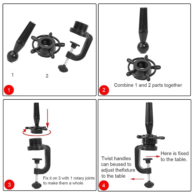 Practice Hand Stand Manicure Practice Hand Holder Wig Mannequin HeadStand Adjustable Rotary Desk Table Clamp Holder Black (1 PCS)