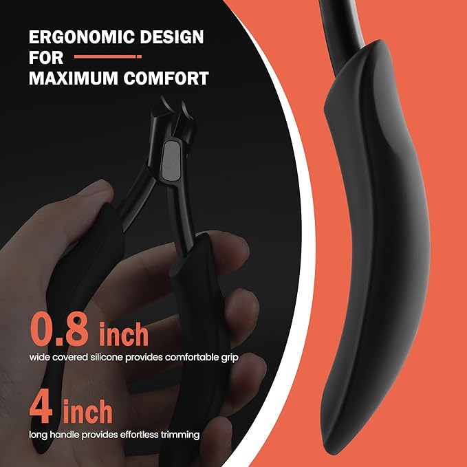 BEZOX Toenail Clippers for Seniors Thick Toenails - Precision Large Thick Nail Clipper for Men and Women, Comfort Grip Fingernail Clipper, Ergonomic Long Handle Nail Cutter Trimmer with Catcher