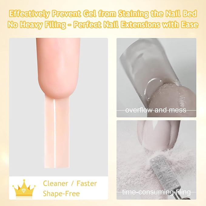 Sandwich Dual Nail Forms Kit, 280PCS Straight Square Top and Bottom Dual Forms for Builder Gel, Reusable Acrylic Nail Extension Molds with Guide Lines, Professional Manicure Supplies