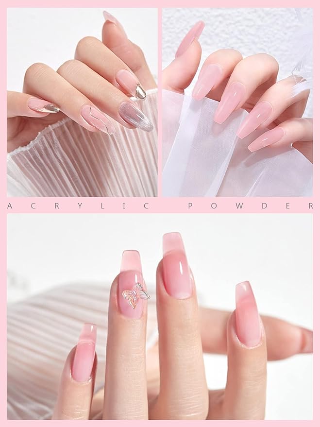 EBANKU Pink Acrylic Powder, 120g/4.23oz Acrylic Powder Large Capacity Professional Acrylic Nail Powder for Nail Acrylic Extension, Nail Carving, Long-Lasting, No Nail Lamp Needed
