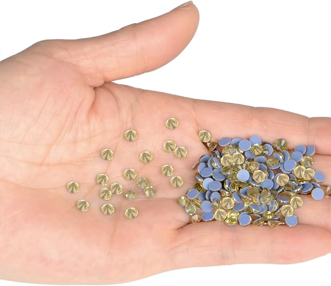 NCB 1440pcs Hotfix Rhinestones Bulk, Clear Rhinestones for Crafts Clothes, Hotfix Crystals DIY Decoration (Light Yellow, SS20 4.8mm)
