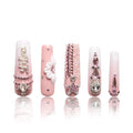 LOVFUL Press on Nails Libra| Handmade with Full Covered Crystals| Reusable Fake Nails| Square Mid length 1.7in| H245-S