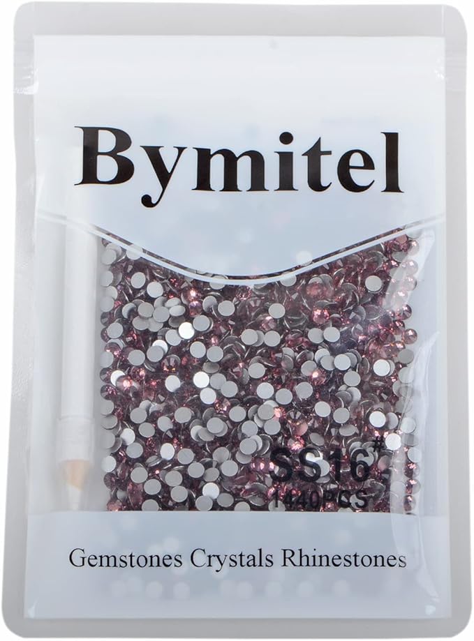 1440PCS Art Nail Rhinestones Non Hotfix Glue Fix Round Crystals Glass Flatback for DIY Jewelry Making with one Picking Pen (ss16 1440pcs, Lt. Amethyst)