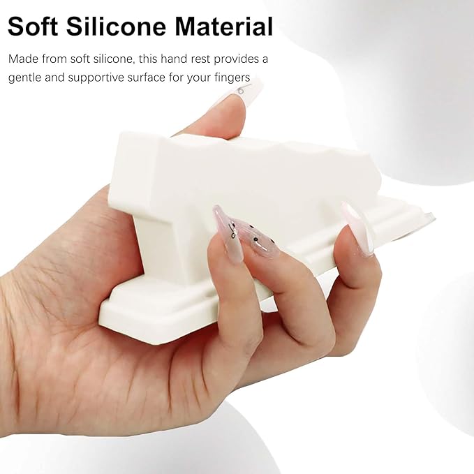 Nail Stand Art Cushion – Silicone Hand Rest with Finger Separators, for Manicure at Home or Salon, Anti-skid Design for Comfortable Fingernail Painting (Grey)