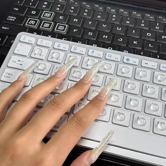 Silicone Nail Art Protector Covers for Typing,Nail Beauty Protection Stickers,Clear Comfortable Protection for Long Nails Numeric Keypad,20 Pcs Covers,64 Pcs Stickers