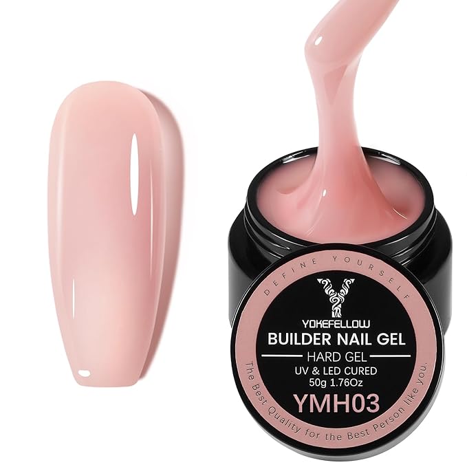 50g Builder Gel for Nails, Long-Lasting Soak-Off Nail Extension Gel for Beginners & DIY Home Salon Manicure(YMH003-Light Nude Pink)