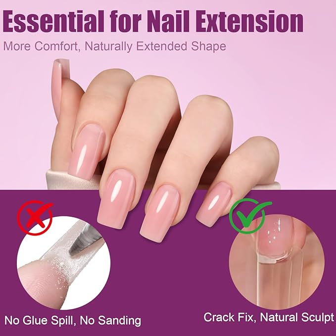 280 Pcs Original Sandwich Nails Dual Form with Guide Lines Short Coffin Nail Mold for Builder Gel Nail Extensions Art Design Salon DIY at Home
