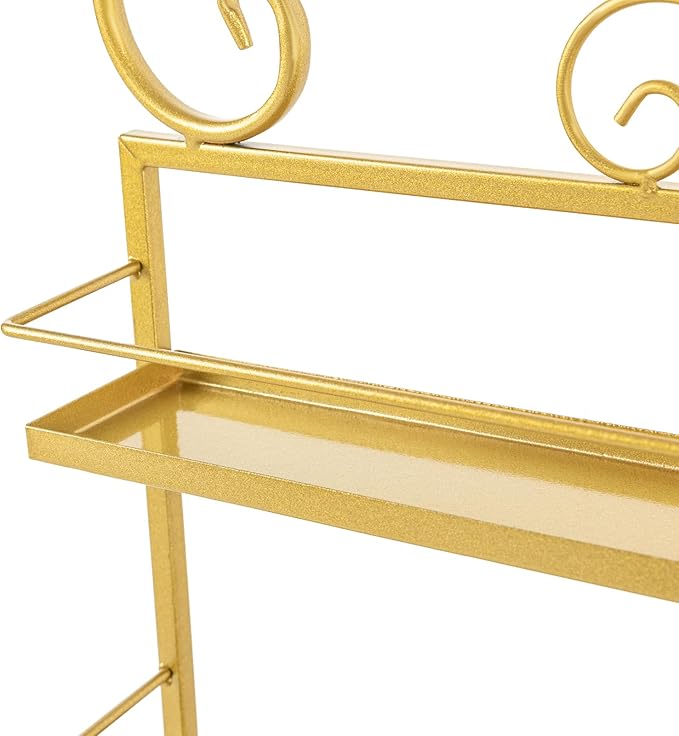 Nail Polish Rack Wall Mount, 5 Tiers Nail Polish Bottle Holder, 200 Bottles Organizer Shelf, Storage Display Holder for Home Salon Business Spa (Gold)