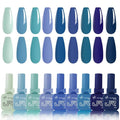 JR Nail Gel Polish 9pcs 15ml Set Blue Winter Serise Gel Polish Kit UV LED Soak Off Polish Nail Art Manicure Salon Diy Home Gift I