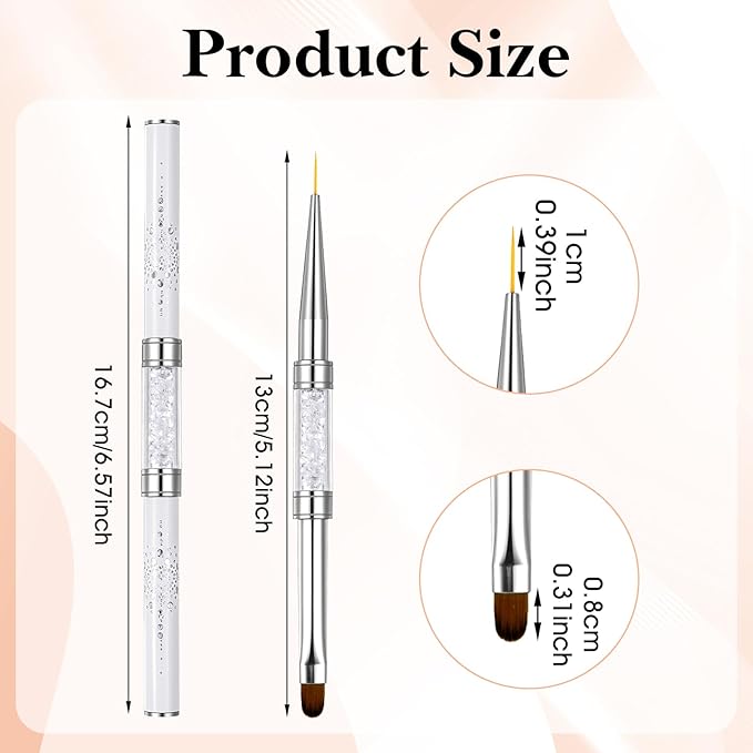 Dual Ended Builder Gel Brushes for Nails,Fine Hard Gel Brush,Professional Nail Art Design Tools for Nails Salon & DIY Use