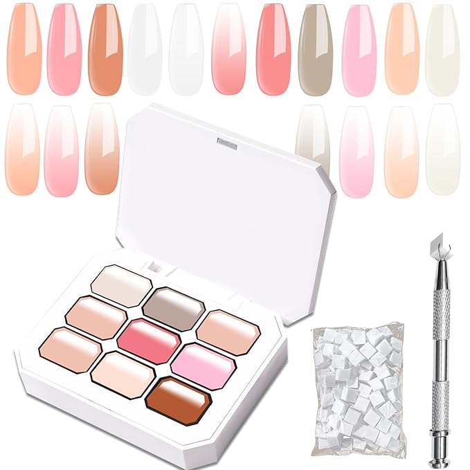 Gradient Painting Gel Set, 9 Colors Nude Pink White Ombre Gel Nail Polish with 50pcs Nail Sponges, 4 Claws Metal Grabber and Brush for Nail Art DIY Painted in Salon or Home Use