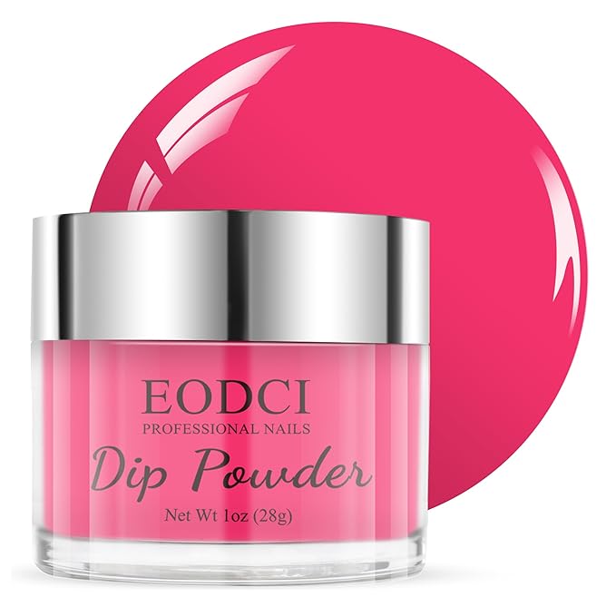 Hot Pink Dip Powder Color, Nail Dipping Powder French Powder Pro Collection System Nail Art Starter Manicure Salon DIY at Home, Odor-Free&Long-Lasting, No Needed Nail Lamp Curing, 1 Oz