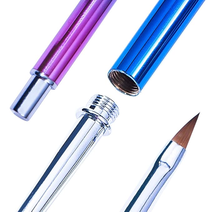 SILPECWEE 1 Pack Replacement Acrylic Nail Art Brush Set UV Gel Builder Nail Drawing Flower Pen Manicure Tools With 5Pcs Pointed Head (3.5/4/5/6/7mm)