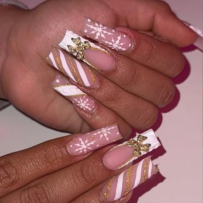 Press On Nails Square Fake Nails, Handmade 10 Pcs Reusable ABS Material Acrylic Fingernail Tip Salon Artificial Nails Kit (Size S)