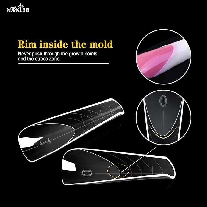 NMKL38 Diy 150PCS Clear Dual Nail Forms Full Cover Nail Mold Tips Arched Almond Acrylic Nail Extension Tools for Poly Gel Nail Art Salon