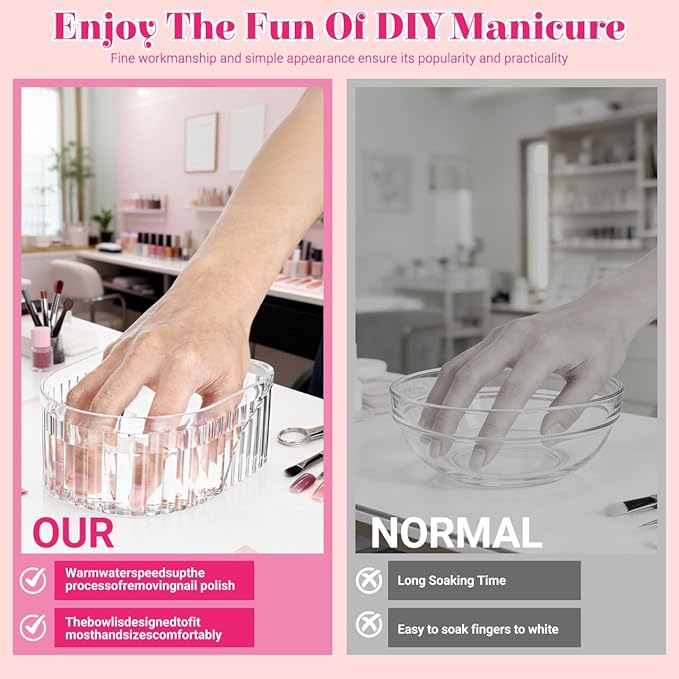 Nail Soaking Bowl: Acrylic Manicure Tray for Softening Cuticles & Removing, Stylish Design for Home Salon Use for Home Nail Salon Supplies Polishing Remover Treatment