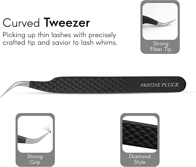 Lash Tweezers Set – Professional Eyelash Extension Tweezers Kit with Case & Brush – 3 Precision Lash Tweezers for Volume, Isolation & Classic Lashes – Anti-Static, Non-Slip Grip
