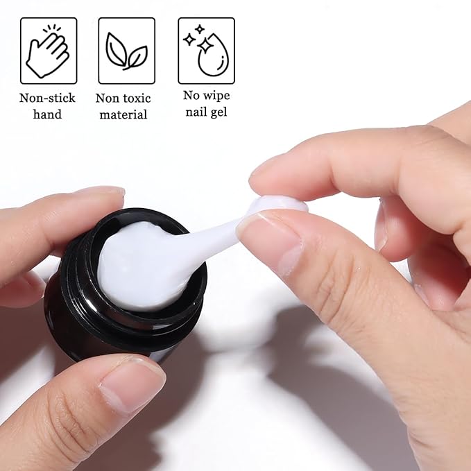 Solid Builder Gel Kit, 2PCS White 3D Sculpting Gel Non-Sticky Hand Carving Gels with Silicone Pen Hard Gels for Nails Molding 3D Flowers Nail Design Manicure Salon Supplies