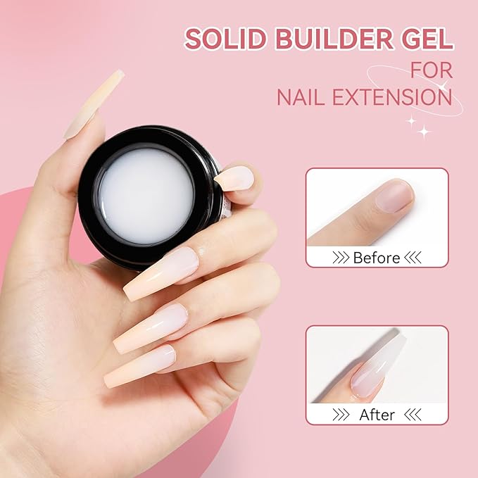 3D Nail Art Gel Clear and White Solid Builder Gel for Nails Non-Stick Hand Sculpture Hard Gels with Dual Form for Carving Patterns Decoration Nail Art Home Manicure DIY