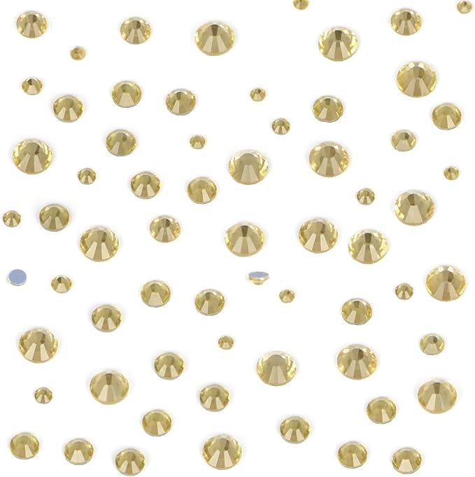 8000Pieces Hotfix Rhinestones Flatback,Rhinestones for Crafts Clothes Mixed 6 Sizes, Hotfix Crystals with Wax Pencil Kit, SS4-SS30,Jonquil
