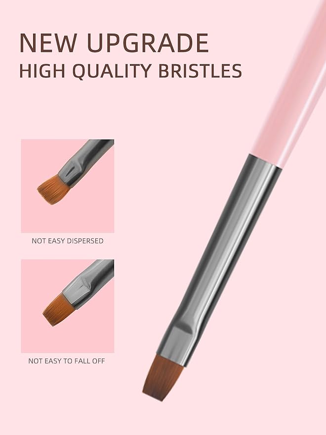 Nail Art Brushes Set, 9pcs Nail Design Painting Brushes, Professional Nail Art Design Brushes, Nail Fine Liner Brushes, Pink