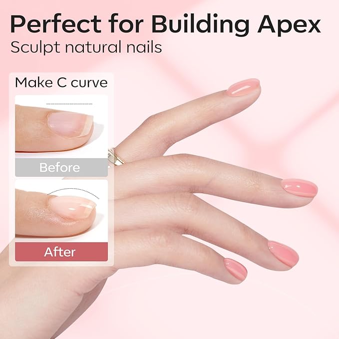 modelones Builder Nail Gel Polish Set, Base Colors 8-in-One Jelly Nude Pink Clear Builder Nail Gel for Nails Strengthener Hard Extension Rubber Lamp Cured 6 Colors