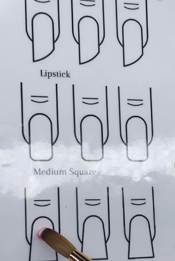 Gel & Acrylic Nail art Practice Sheet,Reusable Nail Art Training mat DIY Sticker Stencil Guide French Tip stiletto Nail Sculpting 3D Nail Design Worksheet Nail Tech Practice Gel X acrylic nails (16)