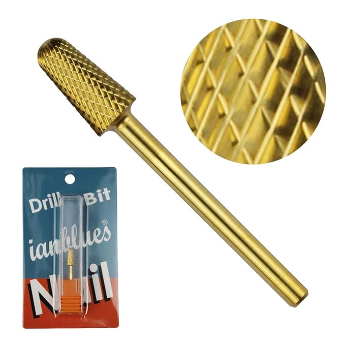 Safety Bit, Nail Drill for Electric Manicure Drill Machine, Fast Remove Nail Gels, Acrylic Gels and Nail Colors (Fine -F, Gold)
