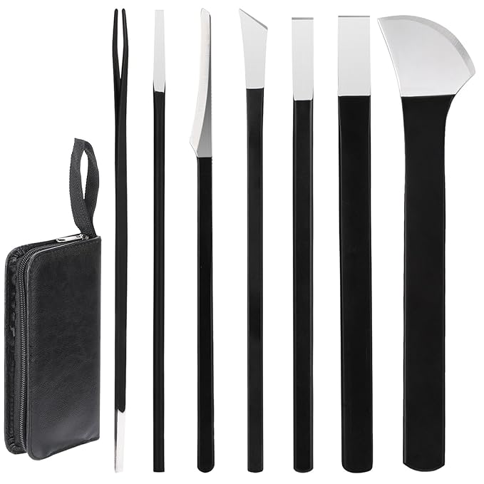 Pedicure Knife Set, Segbeauty 7 Pack Ingrown Toenail Tools with PU Storage Bag, High Manganese Steel Nail Knives Cuticle Remover, Professional Foot Repair Sharp Blade Kit for Nail Corn Callus