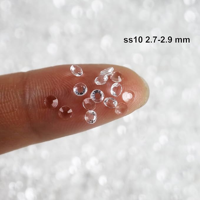 ss10 Transparent Glass Rhinestones Flatback, 50 Gross 2.8 mm Unfoiled Clear Flat Back Crystals Stones for DIY Crafts, Tumblers, Shoes