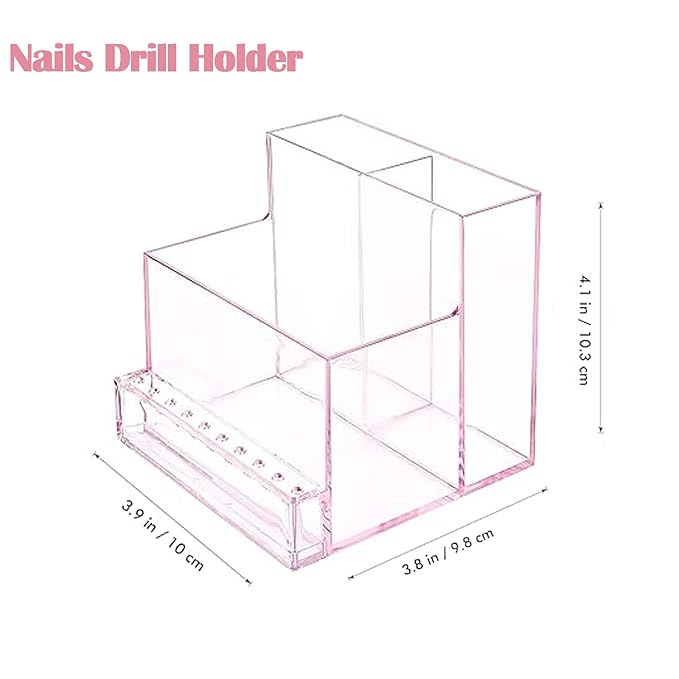 Mini Nail Drill Machine & Storage Box, Professional Nail Art Polishing Grinding Drill Bit Holder Display Organizer