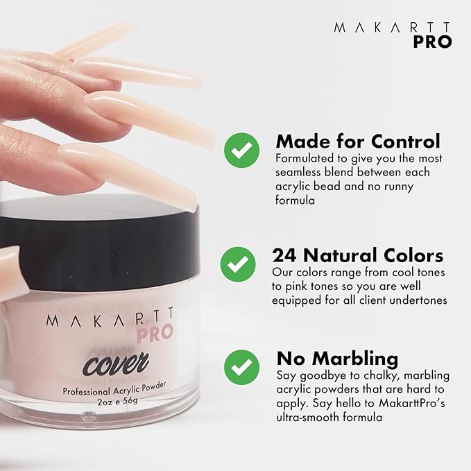 MakarttPro Acrylic Powder – Durable, Long-Lasting, Easy-Apply Formula for Nail Extensions, Overlays, Sculpting & Nail Art – 56g/2oz – Crystal Couture, Perfect for Pros and At-Home Use