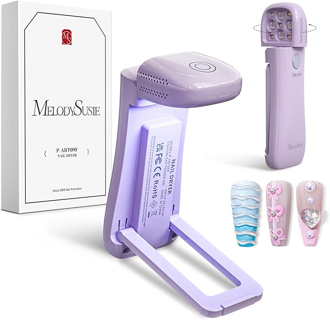 MelodySusie Cordless UV Nail Lamp with Fold-Out Stand,P-Art09F Foldable UV Light with 2-in-1 Lighting & Curing Function, Rechargeable, Flash Cures All Soft Gels Especially Half-Cured, Base & Top Coat