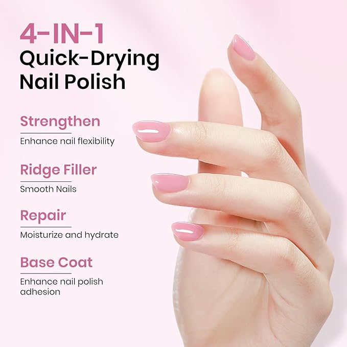 Regular Pink Nail Polish Quick Dry,Air Drying Fast Finger Nail Lacquer Non Gel Glossy Salon Manicure DIY at Home 0.54 fl.oz