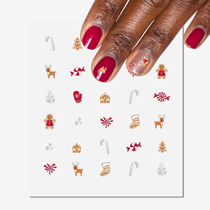 Olive & June Nail Art Stickers | Easy-to-Use Nail Designs | Nail Art Made Easy | Hand-Screened, No-Fade Ink | Accent, Mix & Match, or Cover Chipped Polish | Candy Cane