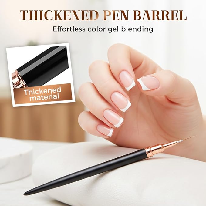 Metallic Nail Art Pens, 2026 New Liner Brushes Set, 5PCS Black Color Nail Tools For Long Lines, Fine Drawing, Liner Brush UV Gel Polish Painting Nail Design Sizes 6/9/11/16/24mm (blue)