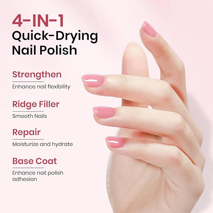 Pink Regular Nail Polish Non Gel, Quick Dry Finger Nail Lacquer Glossy Salon Manicure DIY at Home 0.54 fl.oz