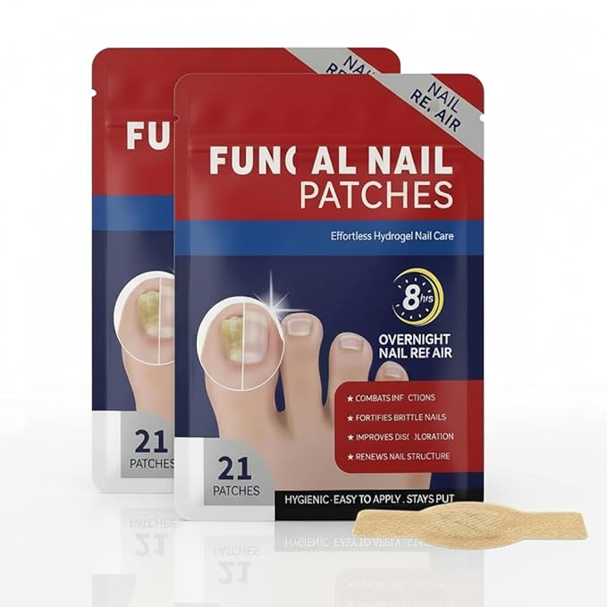 Nail Patches for Toenails- 2Pack, Toenail Stickers Feet, 8-Hour Overnight Nail Patches Fits Large and Small Nails, 42 Count (Blue A)