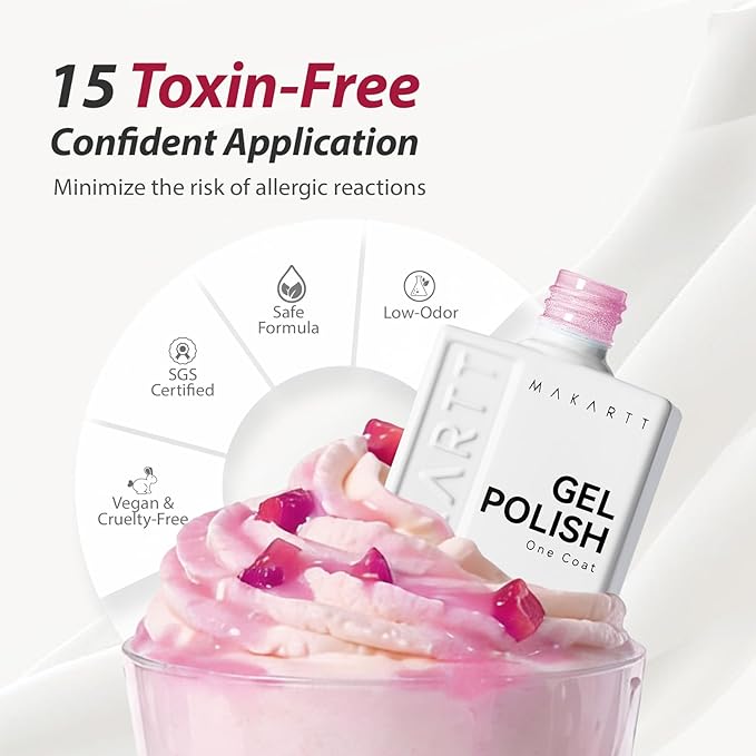 Makartt Pink Gel Nail Polish Set: 6 Colors Jelly Gel Polish Kit 15ML One N'Done Shimmer Sheer Translucent Effect Light Soft to Dark Soak Off UV LED Nail Art Manicure Gift for Women